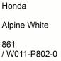 Preview: Honda, Alpine White, 861 / W011-P802-0.